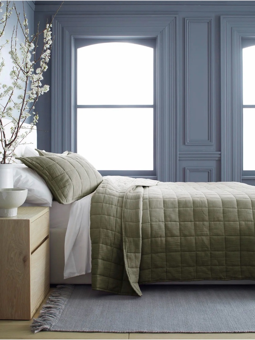 Quince Organic Cotton Gauze Box Quilt - Olive